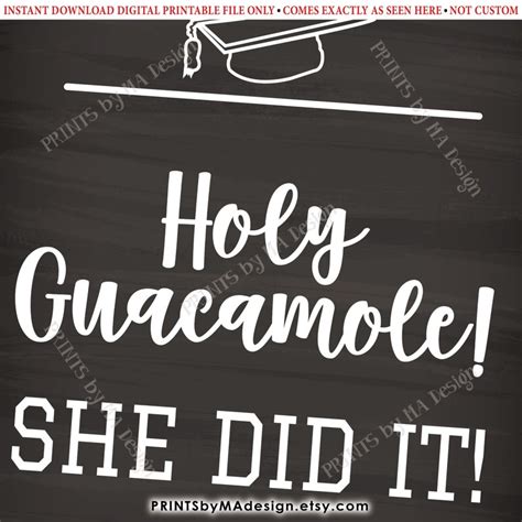 Holy Guacamole She Did It Tacos Nachos Fiesta Graduation Etsy