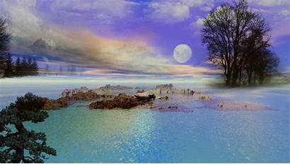 Enchanted Landscape Wallpapers Beach Evening Night Waterscape