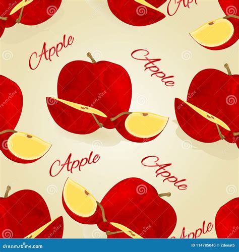 Seamless Texture Red Apple Fruit Healthy Lifestyle Vintage Vector