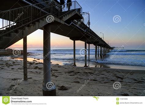 Sunset Over The Ocean Beach Pier Near San Diego California Stock Image