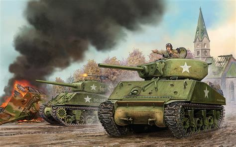 Art Tank Us Assault Sherman M4a3e2 Jumbo Battle Flames Of War The