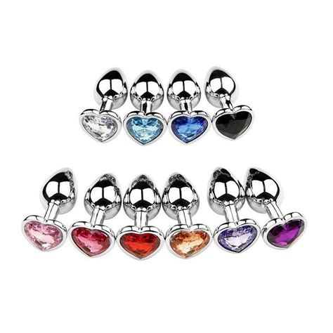 Buy Sex Anal Plug Heart Stainless Steel Crystal Anal Plugs Removable