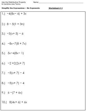 Number and operations 1.01 develop and use ratios, proportions, and percents to solve problems. Algebra Worksheets for Simplifying the Equation | Algebra ...