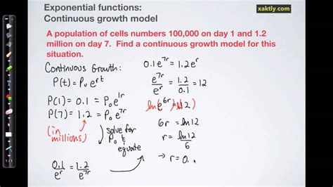 Exponential Functions Finding A Continuous Growth Model Youtube