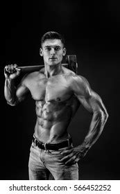 Muscular Man Naked Torso Holding Big Stock Photo Shutterstock