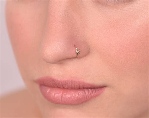 Snug Nose Ring Hoop Real 14k Yellow Or Rose Gold Nose Etsy