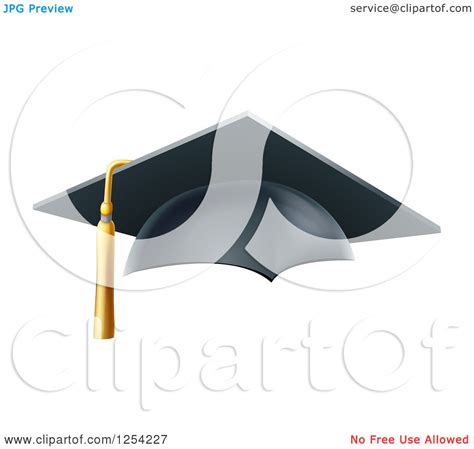 Clipart Of A 3d Mortar Board Graduation Cap Royalty Free Vector