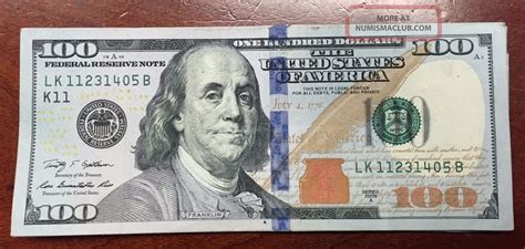 100 Dollar Bill Us Paper Money Bill Federal Reserve Cash Bank Note One