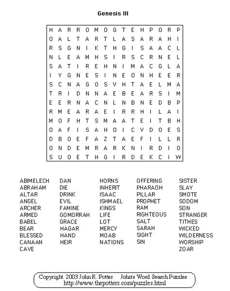 Johns Word Search Puzzles Genesis Iii