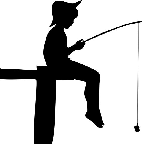 Clipart Fishing Boy Silhouette