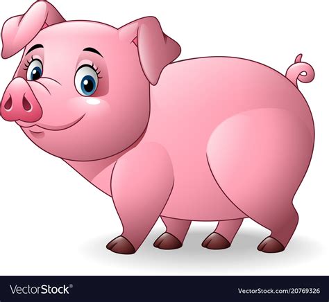 Cartoon Pig Isolated On White Background Vector Image