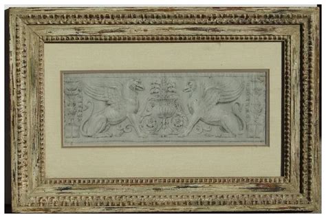 Old Master Pencil Drawing Of Griffins And Architectural Elements On A