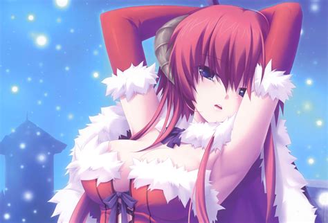 Blueeyes Breasts Christmas Cleavage Cropped Elbowgloves Gloves Horns