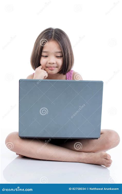 Cute Asian Girl Work With Laptop Stock Photo Image Of Outdoor Asian
