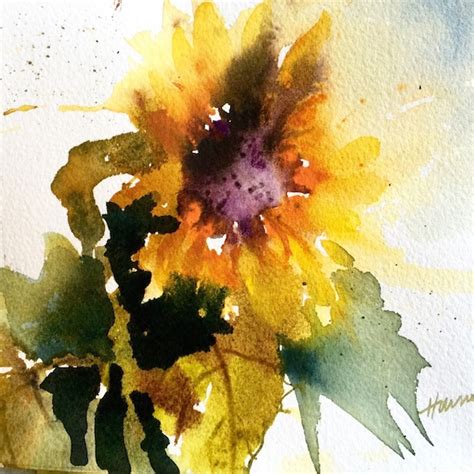 Original Sunflower Watercolor Art Painting By PamelaHarnoisArt