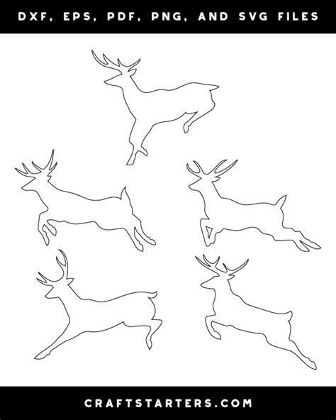 Jumping Deer Outline Patterns Dfx Eps Pdf Png And Svg Cut Files