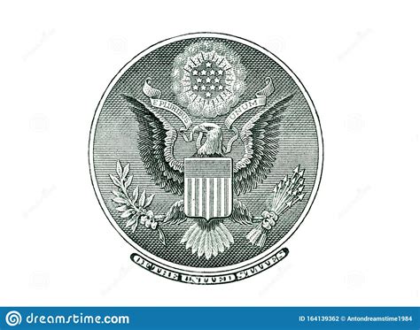Eagle Macro Close Up On A Us 1 Dollar Banknote Isolated On A White