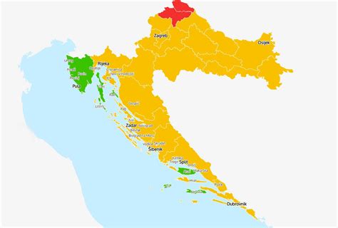 Ovo Je Covid Karta Hrvatske Zeleno Su Najsigurnije Zone Morski Hr