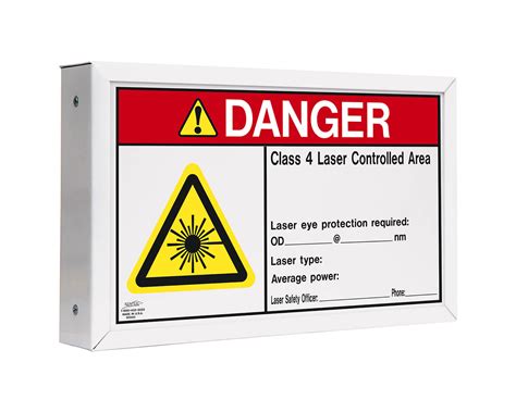 Class 4 Danger Sign Laser Controlled Area Illuminated 2 Sides