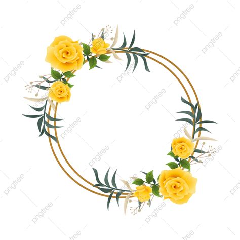 Gambar Bingkai Emas Dengan Bunga Kuning Vektor Bingkai Emas Mawar