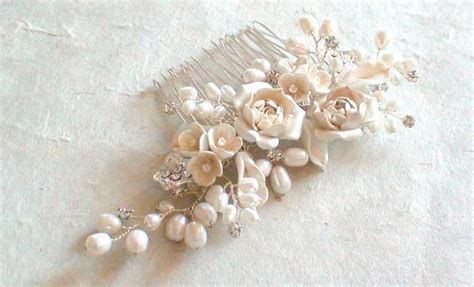 Bridal Hair Comb Flower Pearl Decorative Combs Wedding Head Piece