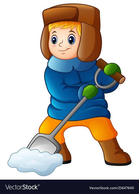 Illustration Of Cartoon Boy Shoveling Snow Download A Free Preview Or