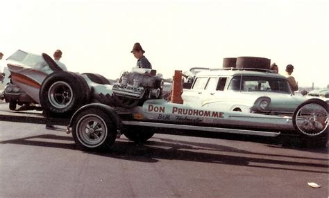 Vintage Drag Racing Don Prudhomme On Two Wheel Open Trailer Drag