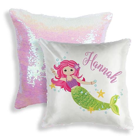 Sequined Mermaid Throw Pillow White Mermaid Throw Pillows Mermaid
