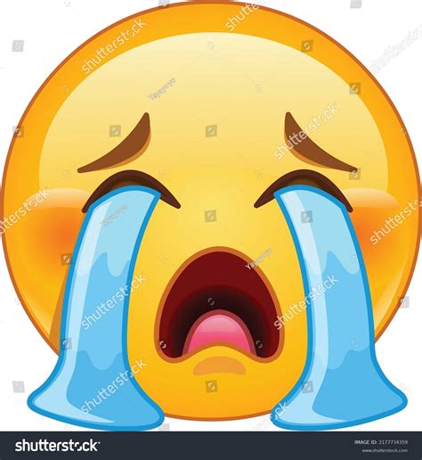 Emoji Emoticon Face Loudly Crying Stock Vector Royalty Free