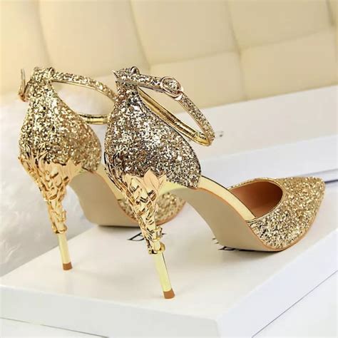Shiny Sequins High Heels Ladies Shoes Women Pumps Stiletto Etsy Uk