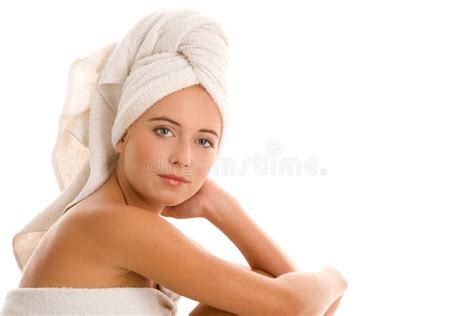 Woman With Head Wrapped Towel Stock Photo Image Of Girl Isolated