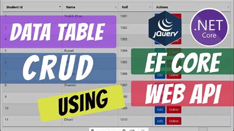 CRUD Using EF Core And Web API In DataTable With ASP NET Core