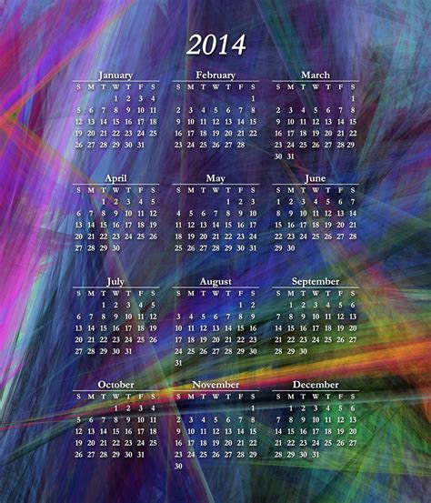 Colorful 2014 Calendar V2 Free Stock Photo Public Domain Pictures