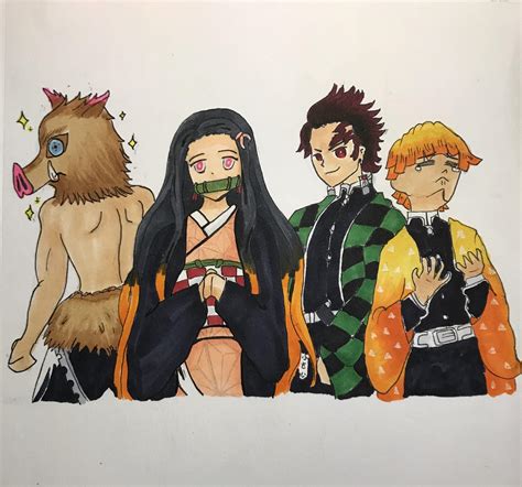 I drew the crew from Kimestu no yaiba: Demon slayer : r/anime