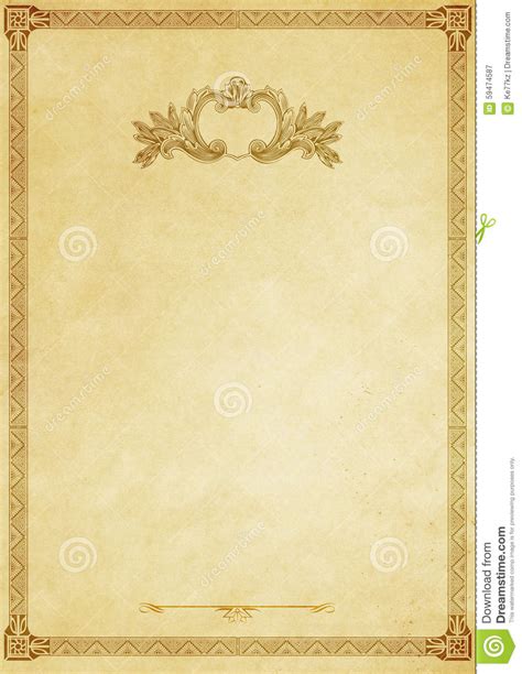 Old Paper Background With Decorative Vintage Border Stock Illustration