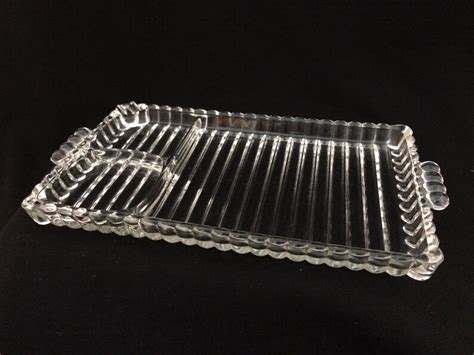 Hazel Atlas SNACK PLATE Clear Glass Tray Ribbed Design Bubble Etsy