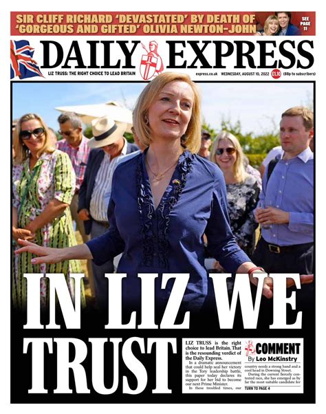 Daily Express Front Page 10th Of August 2022 Tomorrows Papers Today