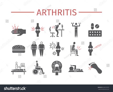 Arthritis Symptoms Treatment Icons Set Vector Stock Vector Royalty