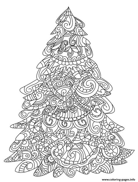christmas tree adult difficult zentangle coloring pages printable