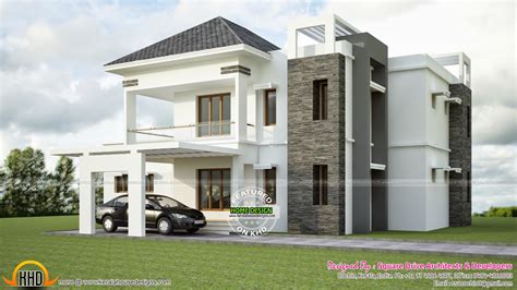 Modern Sloped Roof Villa Exterior Kerala Home Design And Floor Plans