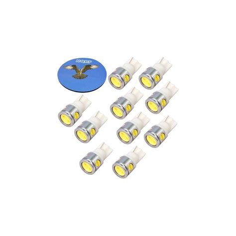 Hqrp 10 Pack T10 Wedge Base 4 Leds Smd Led Bulbs Cool White For 194