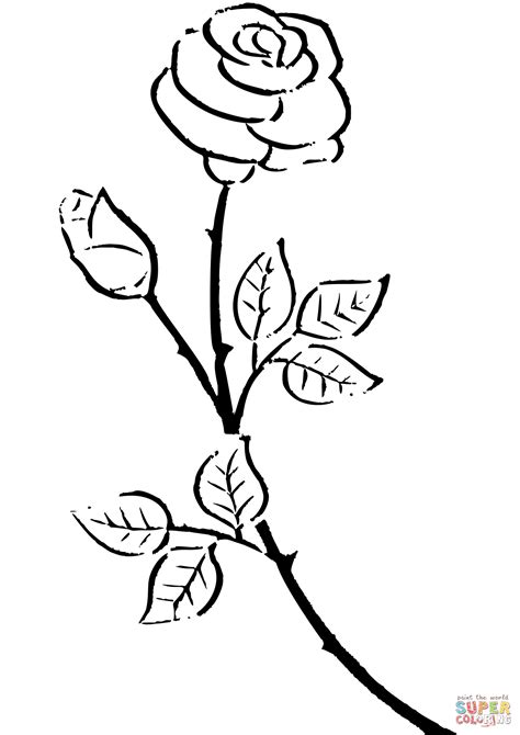 Rose line drawing realistic tattoo designs. Rose coloring page | Free Printable Coloring Pages