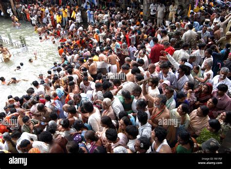 Devotees Take A Holy Dip During The Kumbh Mela 2003 At Trimbakeshwar