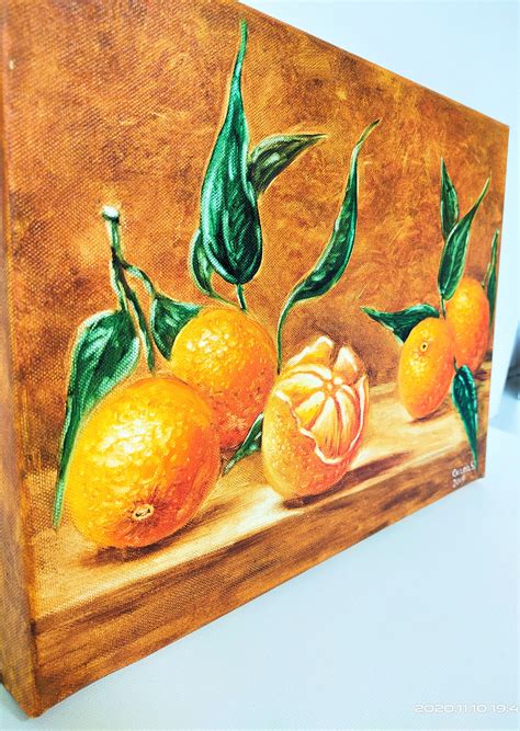 Orange Painting Still Life Fruits Canvas Art Citrus Wall Art Etsy
