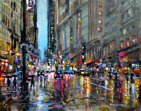 New York City Streets In Rain Peinture Par Vishalandra Dakur Artmajeur