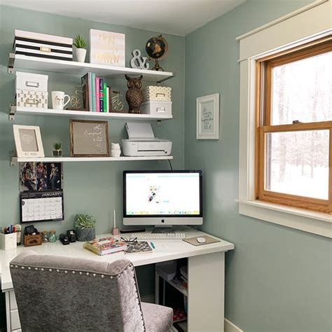 Small Office Spaces Diy Ikea Desk And Shelves Small