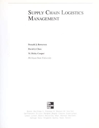 Supply Chain Logistics Management By Donald J Bowersox Open Library