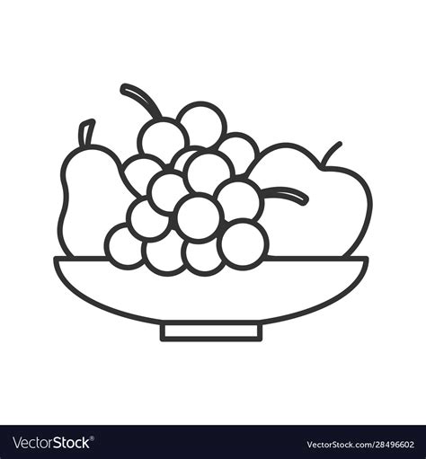Bowl With Fruit Linear Icon Royalty Free Vector Image