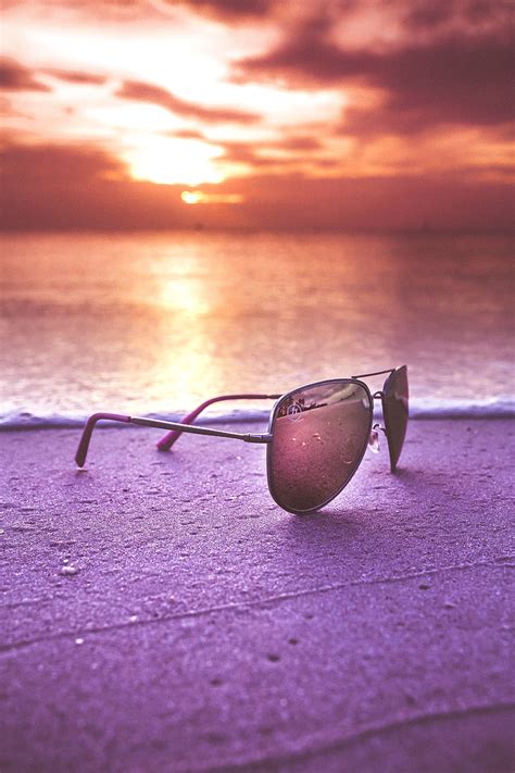 4k Free Download Sunglasses Glasses Sea Sunset Hd Phone Wallpaper