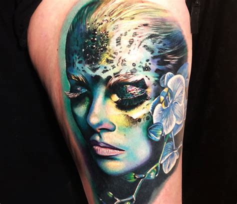 I had the idea of getting a volleyball with rainbow water color behind it. Lena Art | Tattoo artist | World Tattoo Gallery